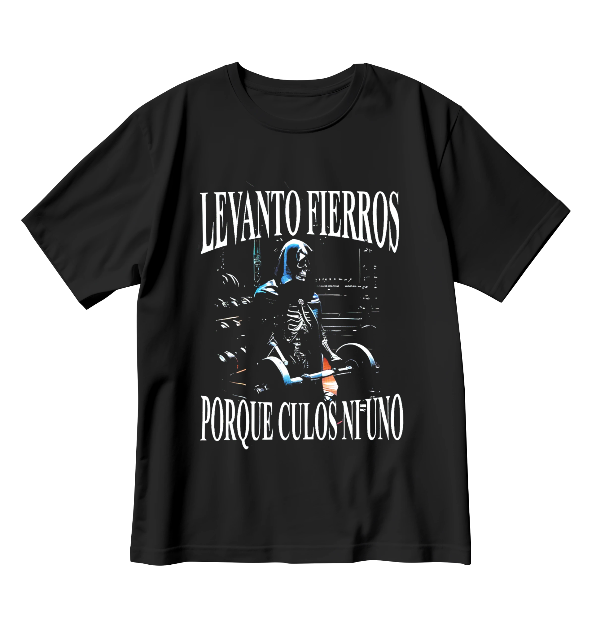 Playera Levanto fierros, porque culos ninguno - Orbital ClothingPlayera Levanto fierros, porque culos ningunoPlayerasNegro Obsidiana